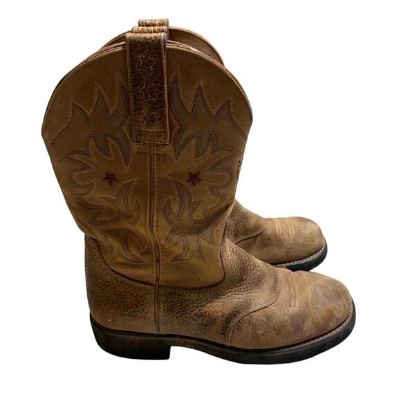 Ariat Cowboy Boots Brown Leather Western Men display picture 1